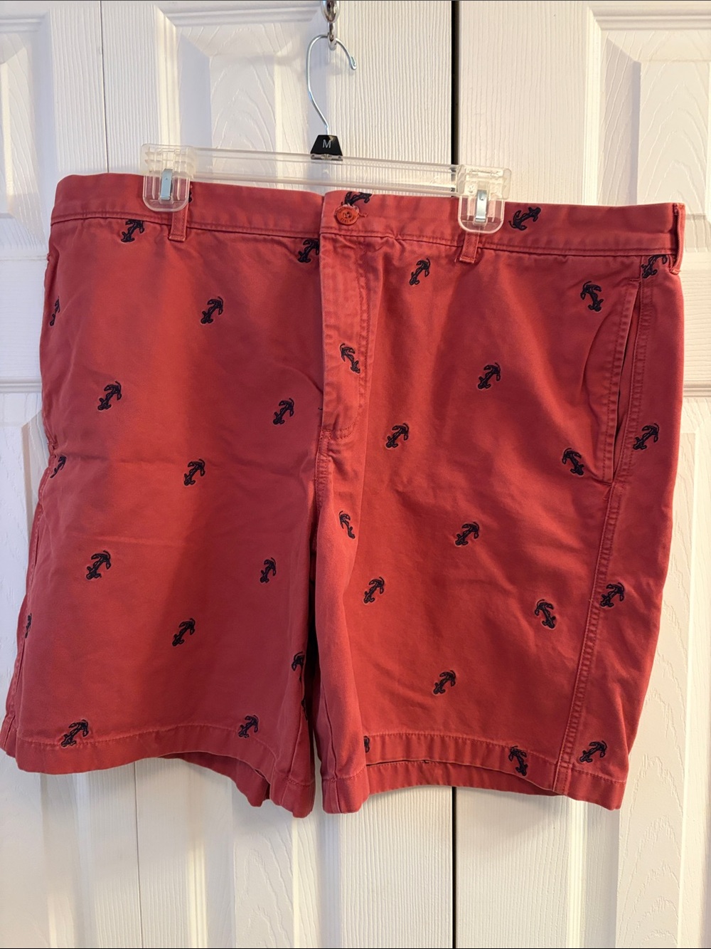 L.L. Bean Red Embroidered Seahorse Flat Front Shorts